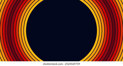 Abstract colorful 70s background vector. Vintage retro wallpaper with rainbow stripes and wavy lines. A 1970 color illustration suitable for posters, banners, decorative items and wall art.