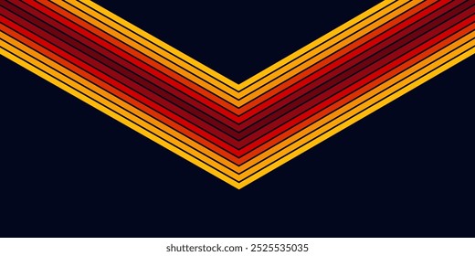 Abstract colorful 70s background vector. Vintage retro wallpaper with rainbow stripes and wavy lines. A 1970 color illustration suitable for posters, banners, decorative items and wall art.