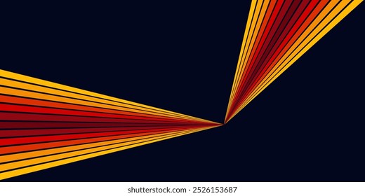 Abstract colorful 70s background vector. Vintage retro wallpaper with rainbow stripes and wavy lines. A 1970 color illustration suitable for posters, banners, decorative items and wall art.