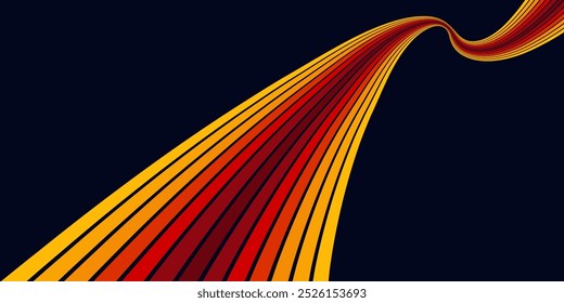 Abstractas colorido Vector de fondo de los años 70. Fondo de pantalla retro de Antiguas con rayas arcoíris y líneas onduladas. Una ilustración a color de 1970 adecuada para carteles, Anuncios, artículos decorativos y arte mural.
