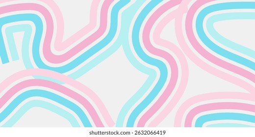 Abstract colorful 70s background vector. Vintage retro wallpaper with rainbow stripes and wavy lines.