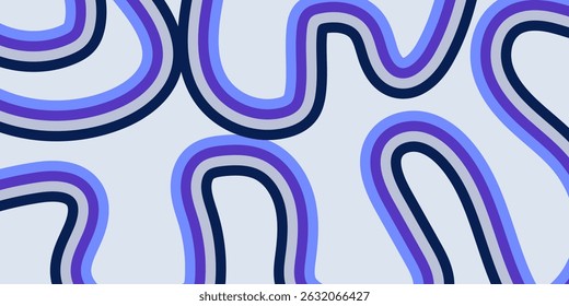 Abstract colorful 70s background vector. Vintage retro wallpaper with rainbow stripes and wavy lines. A 1970 color illustration suitable for posters, banners, decorative items and wall art.