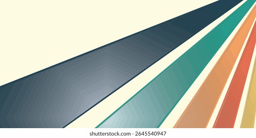Abstract colorful 70s background vector. Vintage retro wallpaper with rainbow stripes and wavy lines.