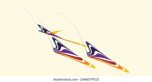 Abstract colorful 70s background vector. Vintage retro wallpaper with rainbow stripes and wavy lines. A 1970 color illustration suitable for posters, banners, decorative items and wall art.