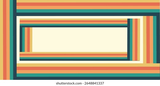 Abstractas colorido Vector de fondo de los años 70. Fondo de pantalla retro de Antiguas con rayas arcoíris y líneas onduladas. Una ilustración a color de 1970 adecuada para carteles, Anuncios, artículos decorativos y arte mural.