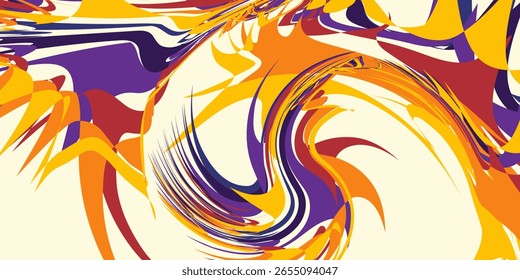 Abstract colorful 70s background vector. Vintage retro wallpaper with rainbow stripes and wavy lines. A 1970 color illustration suitable for posters, banners, decorative items and wall art.	
