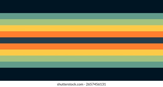 Abstract colorful 70s background vector. Vintage retro wallpaper with rainbow stripes and wavy lines. 