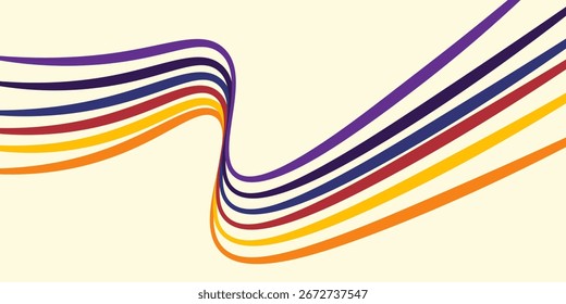 Abstractas colorido Vector de fondo de los años 70. Fondo de pantalla retro de Antiguas con rayas arcoíris y líneas onduladas. Una ilustración a color de 1970 adecuada para carteles, Anuncios, decorativos. eps10