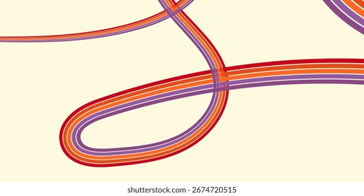 Abstract colorful 70s background vector. Vintage retro wallpaper with rainbow stripes and wavy lines. vector