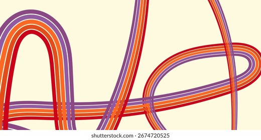 Abstractas colorido Vector de fondo de los años 70. Fondo de pantalla retro de Antiguas con rayas arcoíris y líneas onduladas. Vector