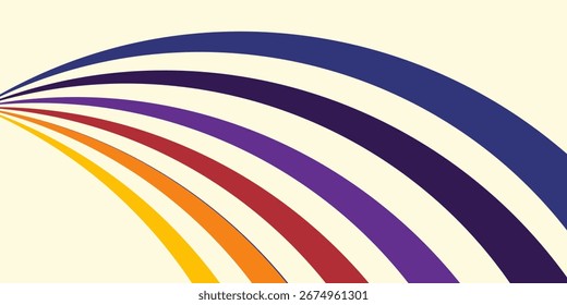 Abstractas colorido Vector de fondo de los años 70. Fondo de pantalla retro de Antiguas con rayas arcoíris y líneas onduladas. Una ilustración a color de 1970 adecuada para carteles, Anuncios, artículos decorativos y arte mural.