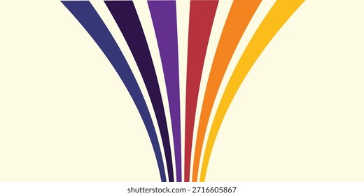 Abstractas colorido Vector de fondo de los años 70. Fondo de pantalla retro de Antiguas con rayas arcoíris y líneas onduladas. Una ilustración a color de 1970 adecuada para carteles, Anuncios, artículos decorativos y arte mural.