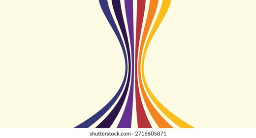 Abstractas colorido Vector de fondo de los años 70. Fondo de pantalla retro de Antiguas con rayas arcoíris y líneas onduladas. Una ilustración a color de 1970 adecuada para carteles, Anuncios, artículos decorativos y arte mural.