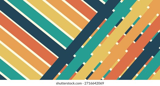 Abstract colorful 70s background vector. Vintage retro wallpaper with rainbow stripes and wavy lines.	
