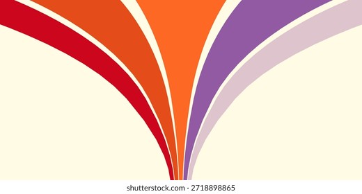 Abstractas colorido Vector de fondo de los años 70. Fondo de pantalla retro de Antiguas con rayas arcoíris y líneas onduladas. Una ilustración a color de 1970 adecuada para carteles, Anuncios, artículos decorativos y arte mural.