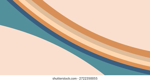 Abstractas colorido Vector de fondo de los años 70. Fondo de pantalla retro de Antiguas con rayas arcoíris y líneas onduladas.	