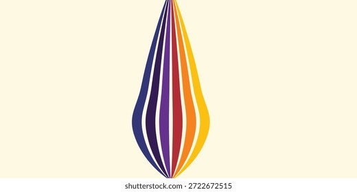 Abstract colorful 70s background vector. Vintage retro wallpaper with rainbow stripes and wavy lines. A 1970 color illustration suitable for posters, banners, decorative items and wall art.