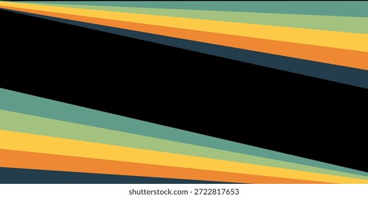 Abstractas colorido Vector de fondo de los años 70. Fondo de pantalla retro de Antiguas con rayas arcoíris y líneas onduladas. 