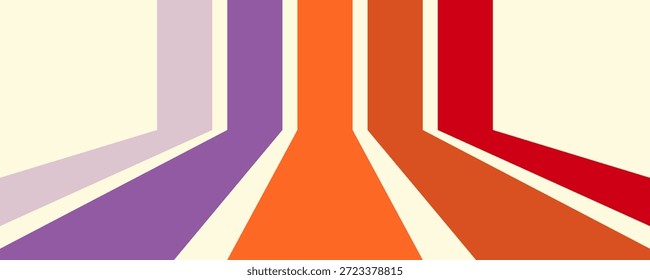Abstractas colorido Vector de fondo de los años 70. Fondo de pantalla retro de Antiguas con rayas arcoíris y líneas onduladas. Una ilustración a color de 1970 adecuada para carteles, Anuncios, artículos decorativos y arte mural.