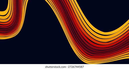 Abstractas colorido Vector de fondo de los años 70. Fondo de pantalla retro de Antiguas con rayas arcoíris y líneas onduladas. Una ilustración a color de 1970 adecuada para carteles, Anuncios, artículos decorativos y arte mural.