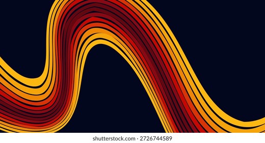 Abstractas colorido Vector de fondo de los años 70. Fondo de pantalla retro de Antiguas con rayas arcoíris y líneas onduladas. Una ilustración a color de 1970 adecuada para carteles, Anuncios, artículos decorativos y arte mural.