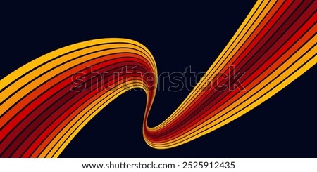 Abstract colorful 70s background vector. Vintage retro wallpaper with rainbow stripes and wavy lines. A 1970 color illustration suitable for posters, banners, decorative items and wall art.