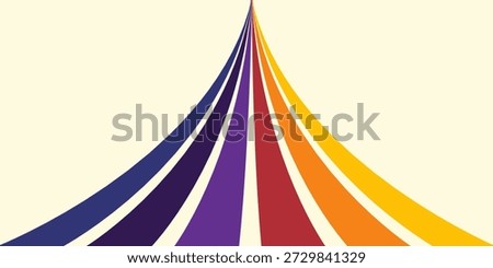 Abstract colorful 70s background vector. Vintage retro wallpaper with rainbow stripes and wavy lines. A 1970 color illustration suitable for posters, banners, decorative items and wall art.

