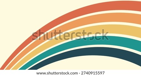 Abstract colorful 70s background vector. Vintage retro wallpaper with rainbow stripes and wavy lines.