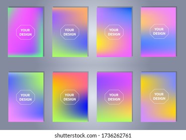 Abstract colorful a4 size vector blurred gradient backgrounds. Holographic template for your cover and design