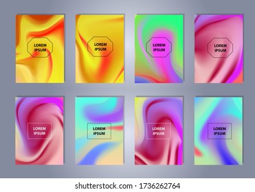 Abstract colorful a4 size vector blurred gradient backgrounds. Holographic template for your cover and design
