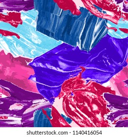 Abstract colorful acrylic brush seamless pattern. Vector illustration