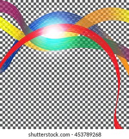 Abstract, colorful, air tape on a checkered background. Drawn by pencil. Vector illustration