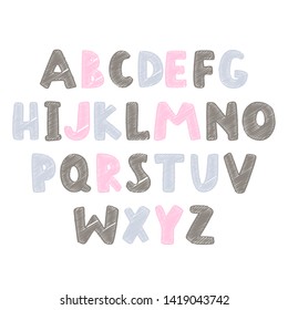 Abstract colorful alphabet for kids stuff. Vector Illustration.
