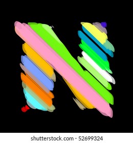 Abstract colorful alphabet. Letter N.