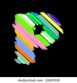 Abstract colorful alphabet. Letter P.