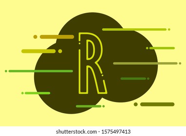 Abstract colorful alphabet. Letter R dashed design and colorful background vector element.
