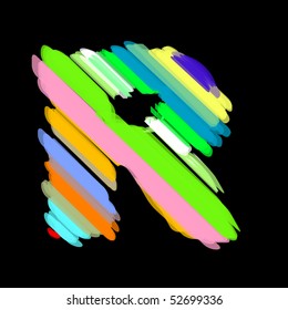 Abstract colorful alphabet. Letter R.