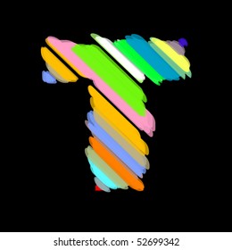 Abstract colorful alphabet. Letter T.