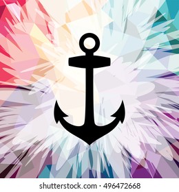 Abstract colorful anchor navy nautical theme vector illustration