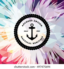 Abstract colorful anchor navy nautical theme vector illustration