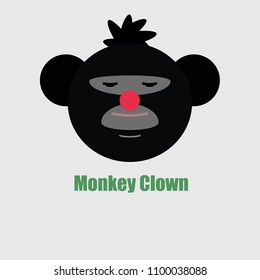 Abstract, colorful animal logo, monkey. The image of a sad, circus clown. Cartoon design. Style mime. Fashion print for clothes, cards, picture banner for websites. Vector illustration