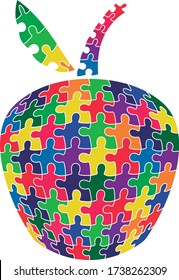 Abstracto vector de rompecabezas de manzanas coloridas