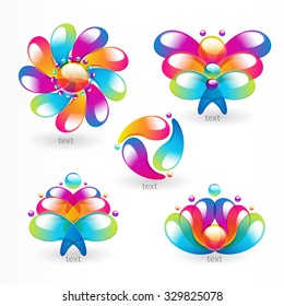 Resumen de elementos de diseño de arco-gota colorida. Vector. 