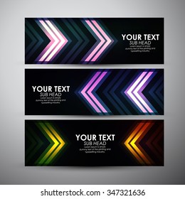 Abstract colorful arrow pattern. Vector banners set background. 