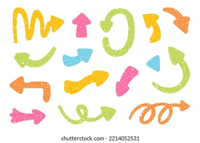 Abstract colorful arrows with grunge texture. Infographic design elements. Vector collection.