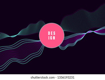 Abstract colorful art. Dynamic particles. Modern science and technology element with line design. Vector illustration