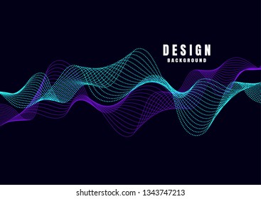 Abstract colorful art. Dynamic particles. Modern science and technology element with line design. Vector illustration