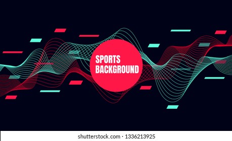 Abstract colorful art for sports background. Dynamic particles. Modern science and technology element with line design. Vector illustration