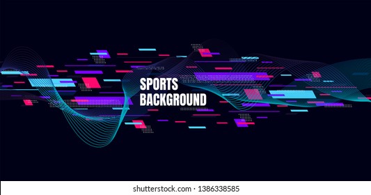 Abstract colorful art for sports background. Dynamic particles. Modern science and technology element with line design. Vector illustration