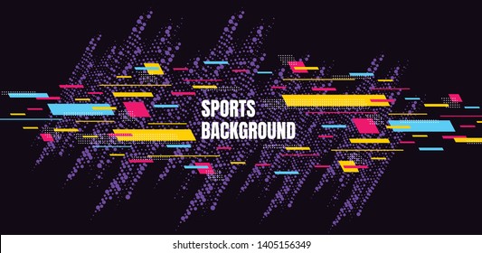 Abstract colorful art for sports background. Dynamic particles. Modern science and technology element with line design. Vector illustration